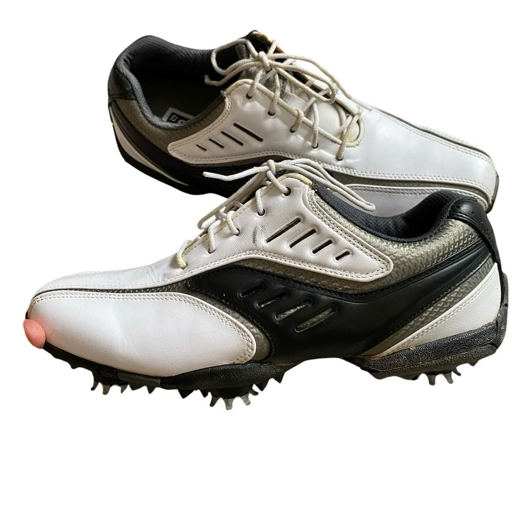 FootJoy Street Golf Shoes Mens 8M EU 40 White Black Leather Waterproof